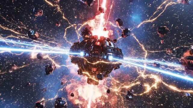 Cosmic explosion abstract visuals of energy and debris in outer space