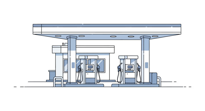 Gas station with pumps vector illustration on a white background