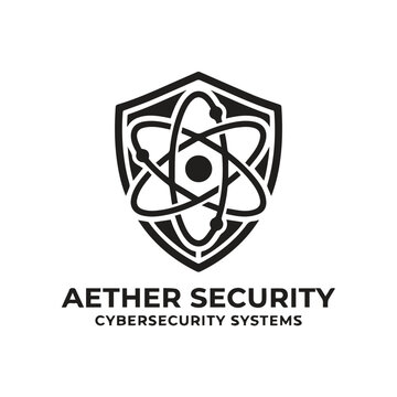 Aether security cybersecurity systems icon with cybersecurity, security