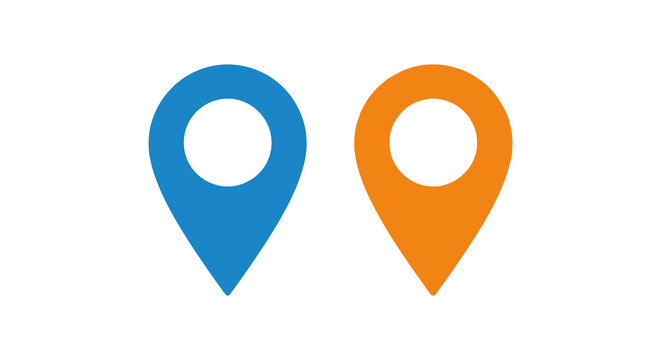 Location marker icons blue and orange on a white background
