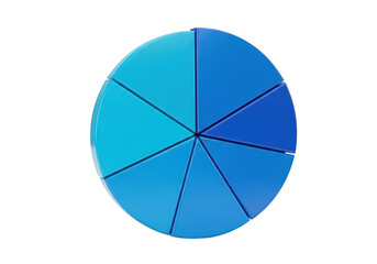 Fototapeta premium Segmented pie chart with five distinct sections and grid lines isolated on transparent background