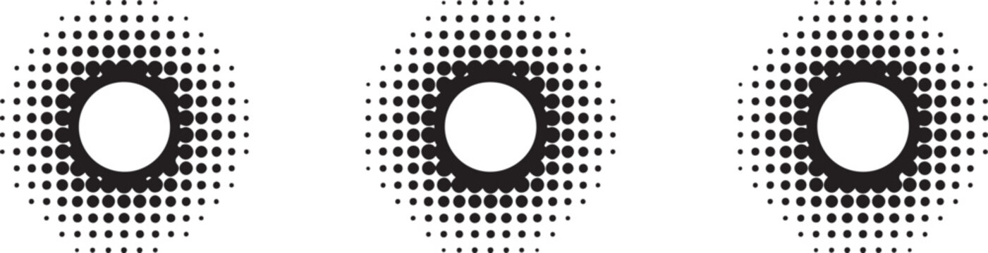 Halftone dot illusion with three ring arrays