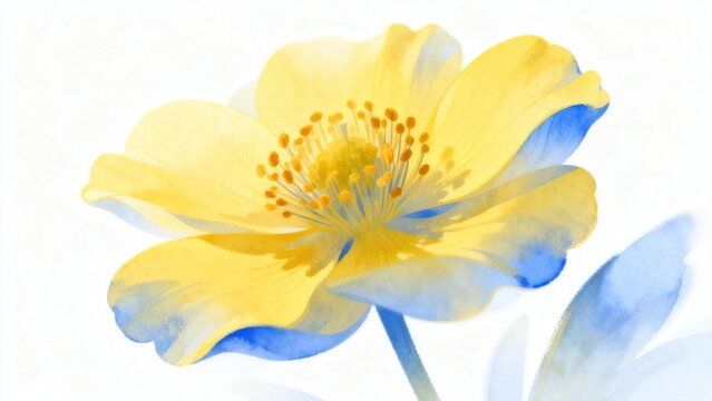 Yellow and blue flower with detailed petals