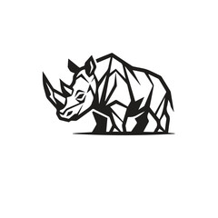 Geometric rhino animal head line art logo graphic with rhinoceros, geometric © Sharmin