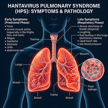 Hantavirus pulmonary syndrome symptoms and anatomy diagram