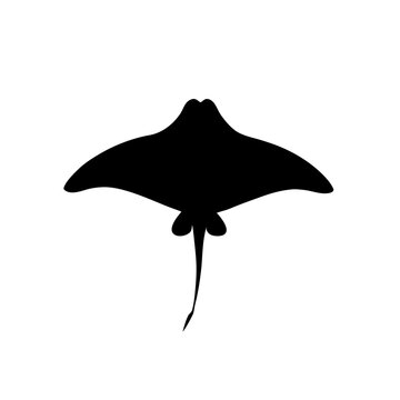 Black stingray silhouette, marine animal icon, ocean creature symbol, vector graphic