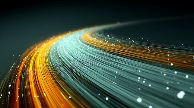 Abstract 3 d rendered spiral tunnel with glowing particles and neon lights background