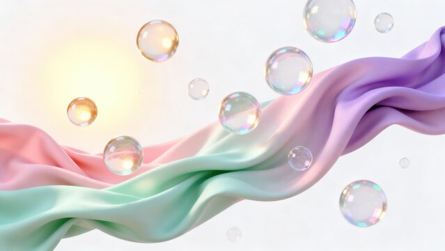 Colorful fabric with floating bubbles