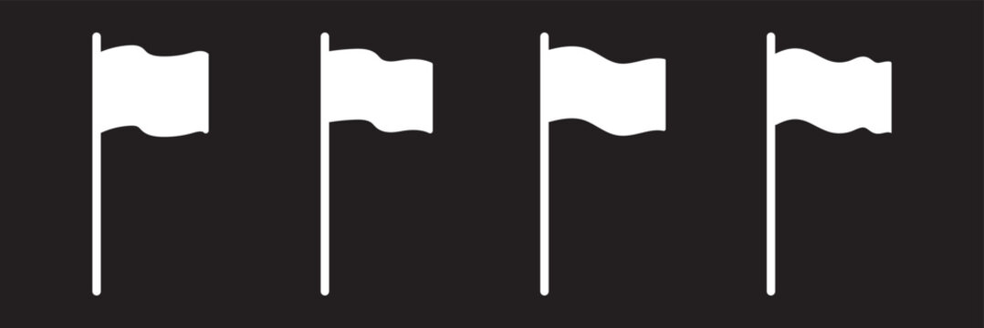 Set of beach flag vector icon in silhouette design. summer design concepts.