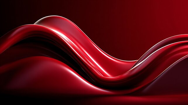 Abstract 3 d rendering of flowing red and green liquid ribbons background