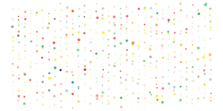 Colorful small dots and squares scattered randomly on a white background, festive pattern