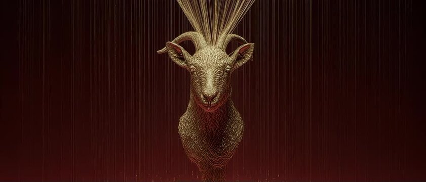 Abstract Golden Threads Weaving a Fire Goat