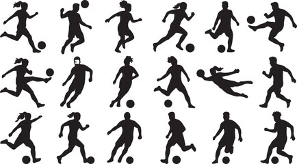 Black silhouettes of soccer players in various actions © Mst. Taslima Akhter