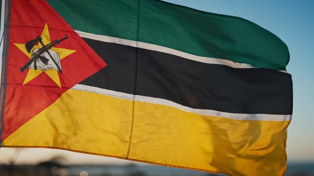 Flag of Mozambique waving in the wind