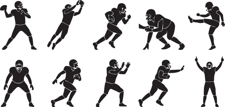 American football players in various poses