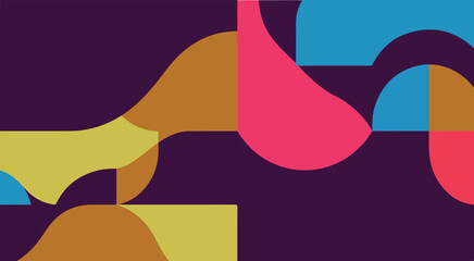 Fototapeta premium Vibrant abstract art with colorful shapes on dark background