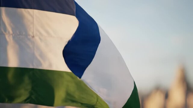 Lesotho flag waving in the wind