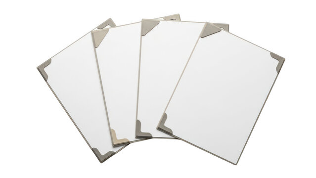 Three blank folded paper sheets stacked on top of each other