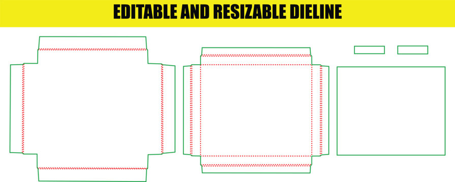 Detailed flat packaging dieline layout with separate flaps and scoring lines for custom box assembly