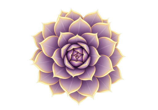 Luxury Purple and Gold Succulent Mandala Flower 3D Render