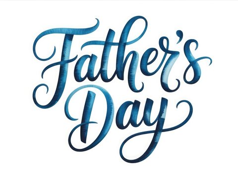 Father's day calligraphy text in blue watercolor gradient