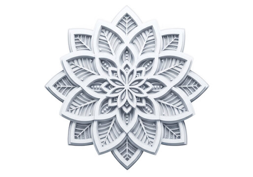 Layered Papercut White Mandala Flower Design 3D Element