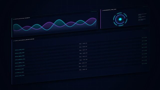 3D Holographic Data Analytics Visualization - 4K Animated Technical HUD Loop