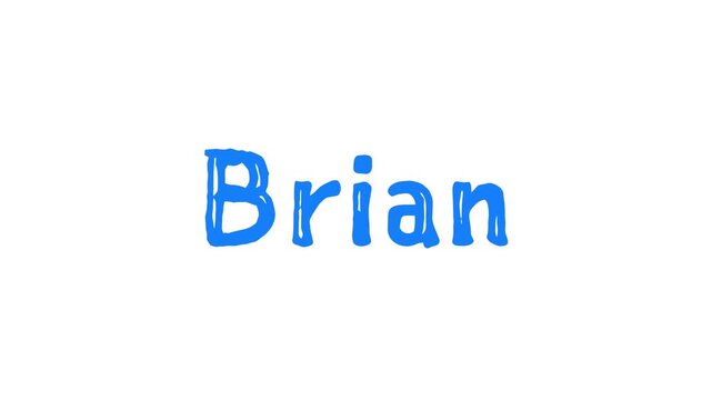 Animated name reveal featuring the text &ldquo;Brian&rdquo; appearing letter by letter with a shaky typing effect on a white background. Suitable for intros, usernames, titles, and personalized video overlays.