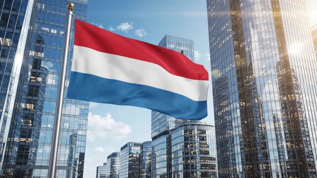 Flag of Luxembourg in urban setting