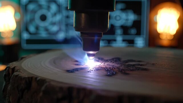 Precision CNC Laser Engraving Machine Etching Intricate Pattern on Wood Surface