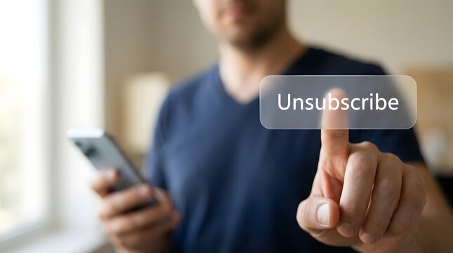 Man unsubscribing from service on phone