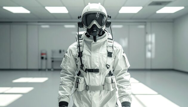 Advanced Bomb Disposal Suit and Helmet Displayed on Mannequin in Training Facility