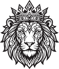 Obraz premium Ornate Lion King, Royal Crown, Vector Illustration isolated on Transparent Background