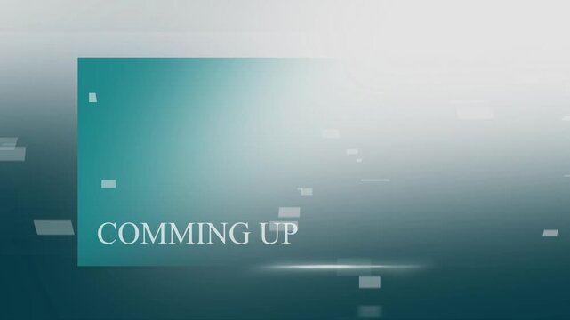 Television broadcast motion graphics banner of the coming up next program, glass effect background 