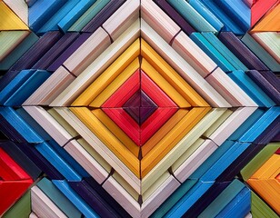 Fototapeta premium an artistic display of colorful geometric squares arranged in a symmetrical pattern