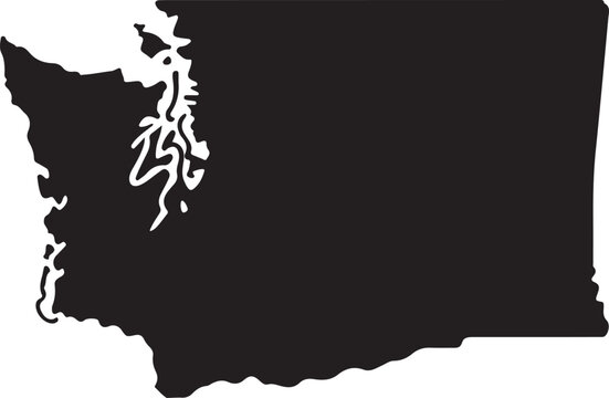 Black and white map outline of washington state
