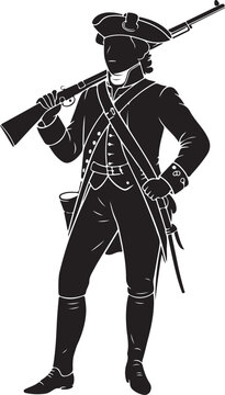 Historical soldier holding a musket and telescope