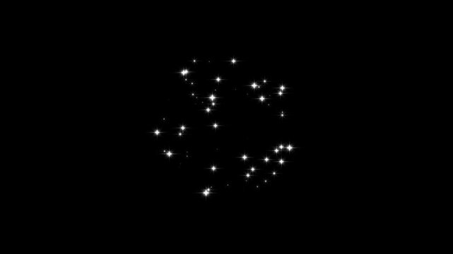 twinkling magic line twinkle stars starlight, Glitter star line animation with starry night twinkling, White glitter sparkles trail, glowing pixie dust burst, black screen background 4k.