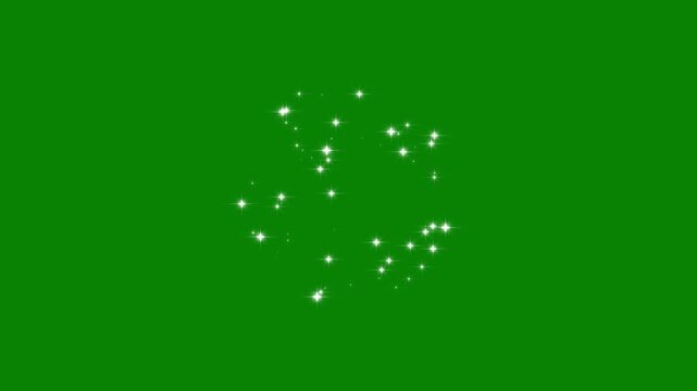 twinkling magic line twinkle stars starlight, Glitter star line animation with starry night twinkling, White glitter sparkles trail, glowing pixie dust burst, green screen background 4k.