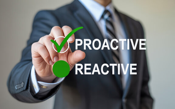 Businessman Choosing Proactive Strategy Over Reactive Decision Making