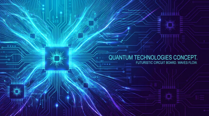 Fototapeta premium Futuristic Quantum Technology Circuit Board Design For Modern Innovations And Ideas