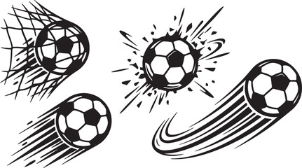 Black and white soccer balls in motion © NasimaAktar