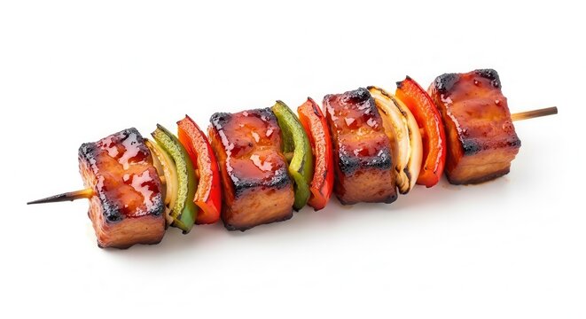 Delicious Tofu Skewers with Colorful Bell Peppers Grilled to Perfection.