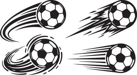 Four soccer balls flying fast in motion © NasimaAktar