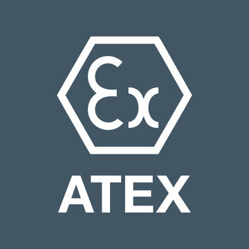 ATEX Certification Logo Single Ex Symbol Hexagon Blue Grey Background Vector