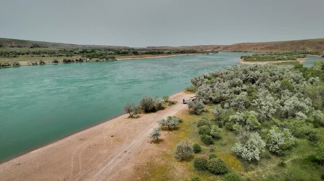 Aerial View of Ili River in South Kazakhstan