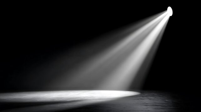 Abstract white curved shape on black background, minimalist