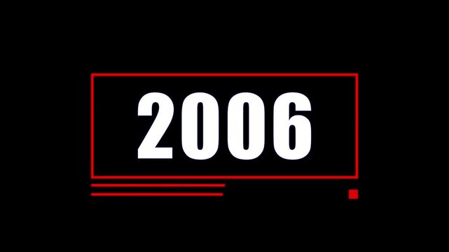 Futuristic 2006 Number Countdown Animation with Red Neon Frame on Black Background