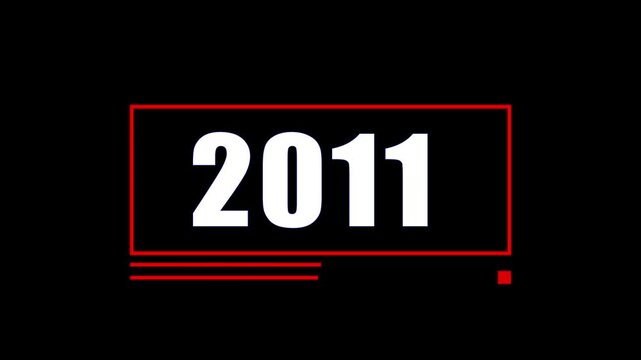 Futuristic 2011 Number Countdown Animation with Red Neon Frame on Black Background