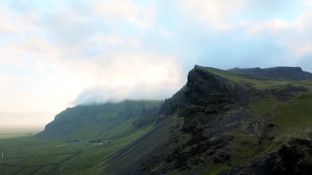 mountain landscape with clouds iceland